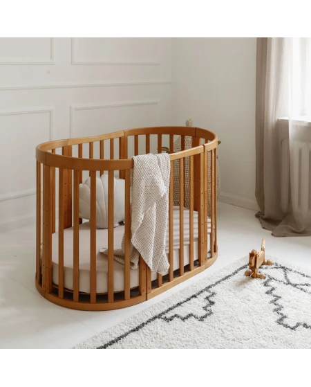 7in1 Oval Baby Crib with mattress - Vintage | Waldin