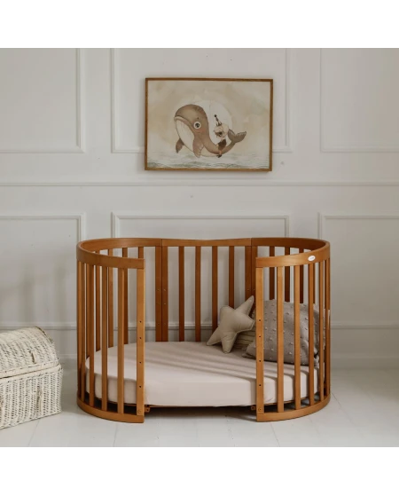 7in1 Oval Baby Crib with mattress - Vintage | Waldin