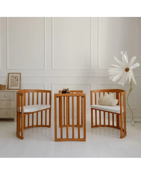 7in1 Oval Baby Crib with mattress - Vintage | Waldin