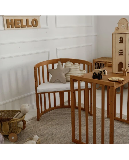 7in1 Oval Baby Crib with mattress - Vintage | Waldin