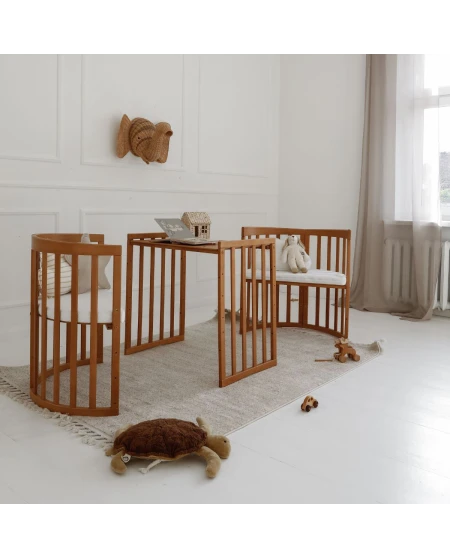 7in1 Oval Baby Crib with mattress - Vintage | Waldin