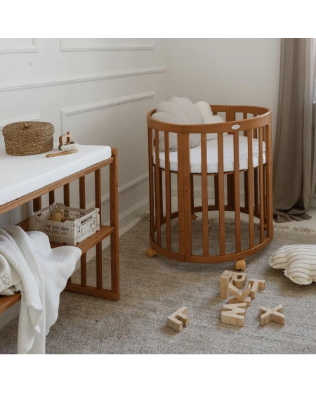 7in1 Oval Baby Crib with mattress - Vintage | Waldin