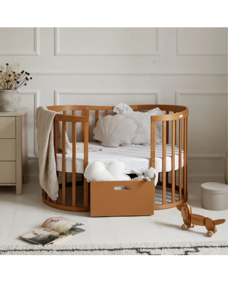 7in1 Oval Baby Crib with mattress - Vintage | Waldin