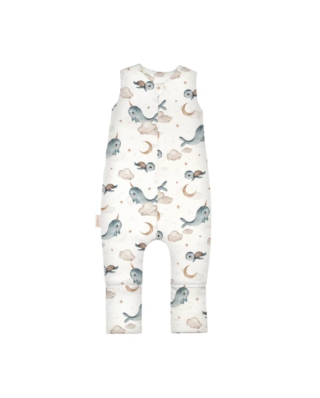 Cotton Baby Sleeping bag with legs 1-2 years Whales | Waldin