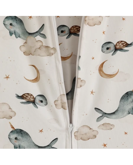 Cotton Baby Sleeping bag with legs 1-2 years Whales | Waldin