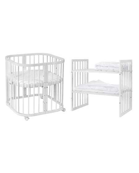 7in1 Baby crib with mattress - White | Waldin